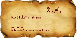 Kollár Anna névjegykártya
