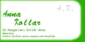 anna kollar business card